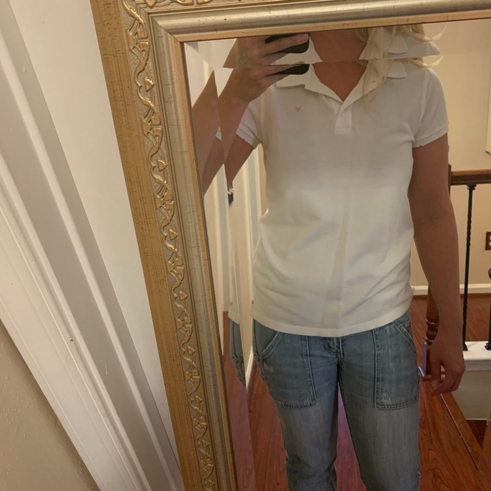 AE distressed white polo (3 for $20)